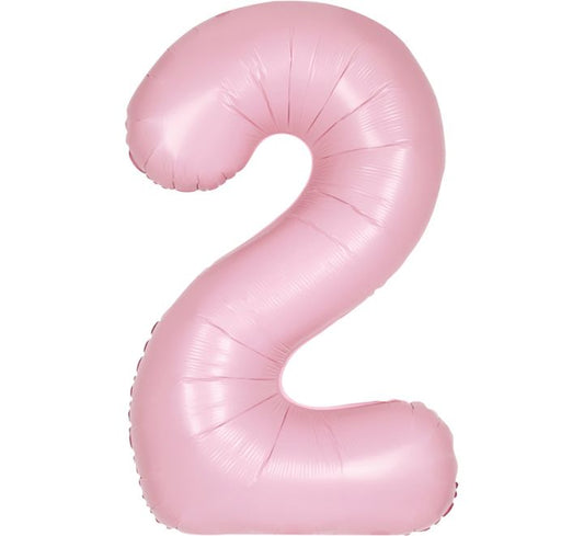 34” Unique Matte pastel pink number 2 foil balloon