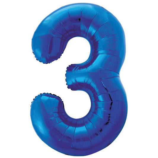 34” Unique number 3 foil balloon