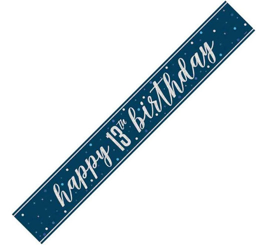 Glitz Blue Happy 13th Birthday Banner