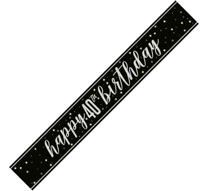 Glitz Black Happy 40th Birthday Banner