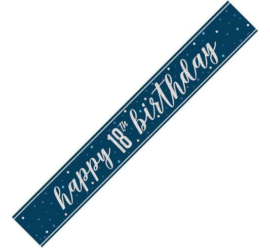 Glitz Blue Happy 18th Birthday Banner