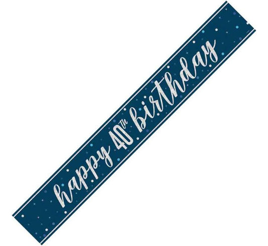 Glitz Blue Happy 40th Birthday Banner