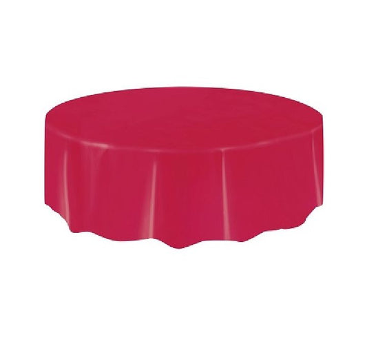 Unique red round plastic table cover  (STANDARD PACKAGING)