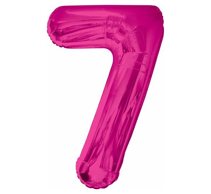 34” Unique pink number 7 foil balloon