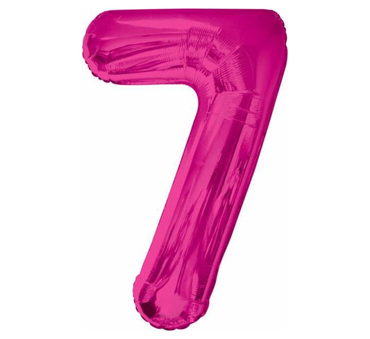 34” Unique pink number 7 foil balloon