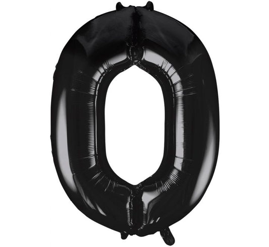 34” Unique Black number 0 foil balloon