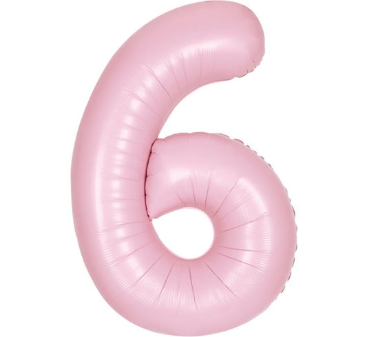 34” Unique Matte pastel pink number 6 foil balloon