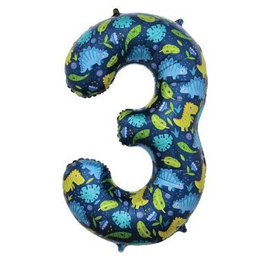 34” sensations dinosaur number 3 foil balloon