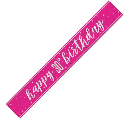 Glitz Pink Happy 30th Birthday Banner