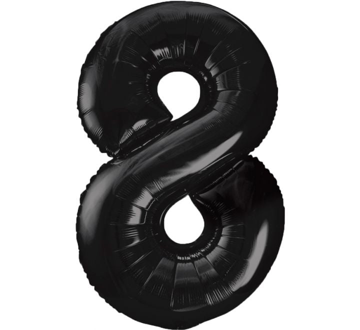 34” Unique Black number 8 foil balloon