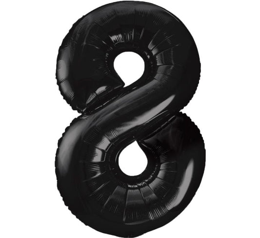 34” Unique Black number 8 foil balloon