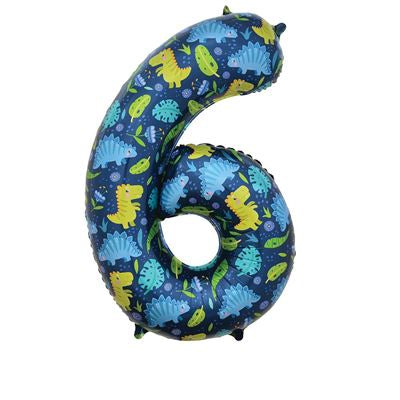 34” sensations dinosaur number 6 foil balloon