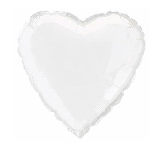 18” white heart foil balloon