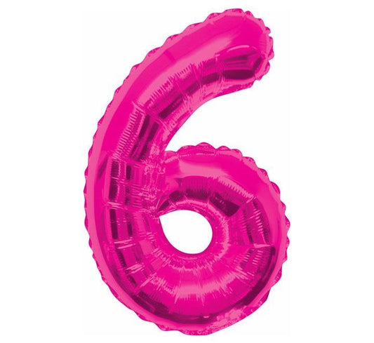 34” Unique pink number 6 foil balloon