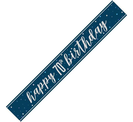 Glitz Blue Happy 70th Birthday Banner