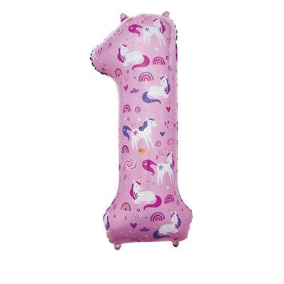 34” sensations unicorn number 1 foil balloon