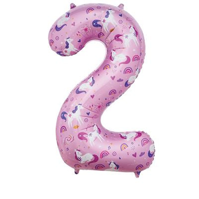 34” sensations unicorn number 2 foil balloon