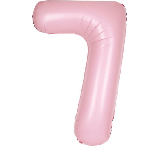 34” Unique Matte pastel pink number 7 foil balloon