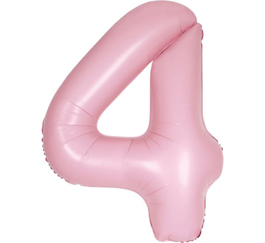 34” Unique Matte pastel pink number 4 foil balloon