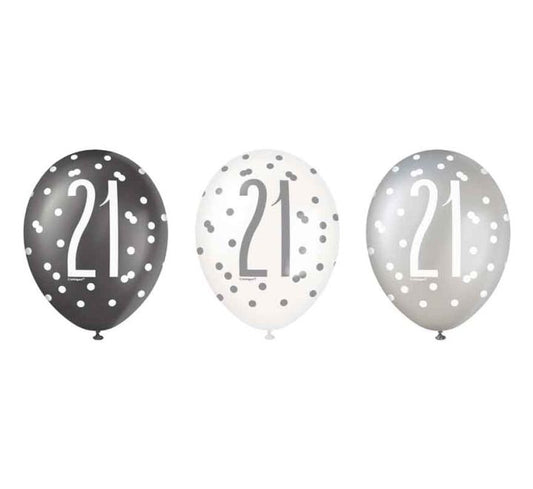Unique Black Glitz Happy 21st Birthday Balloons