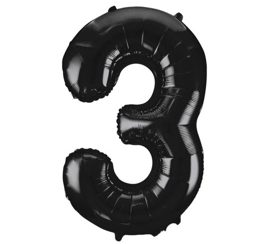 34” Unique Black number 3 foil balloon