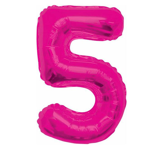 34” Unique pink number 5 foil balloon